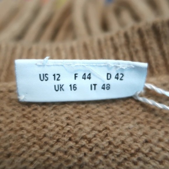 Akris Punto Fringe Sweater Wool & Camel Hair Basketweave Knit Size 12 NEW - Picture 7 of 9